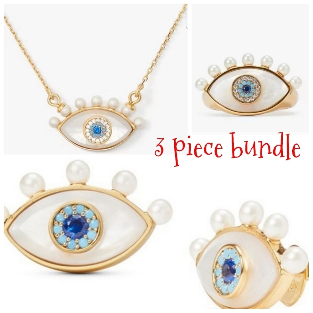 🔹️Kate Spade 🔹️Evil Eye All-Seeing Ring Earring Necklace Bundle 3 Pieces $304)